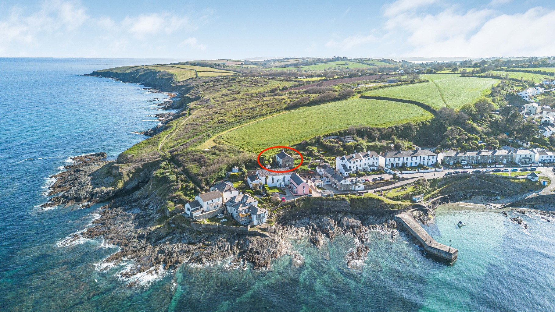 Elevated, private coastal home with panoramic harbour views, balconies, terrace and parking