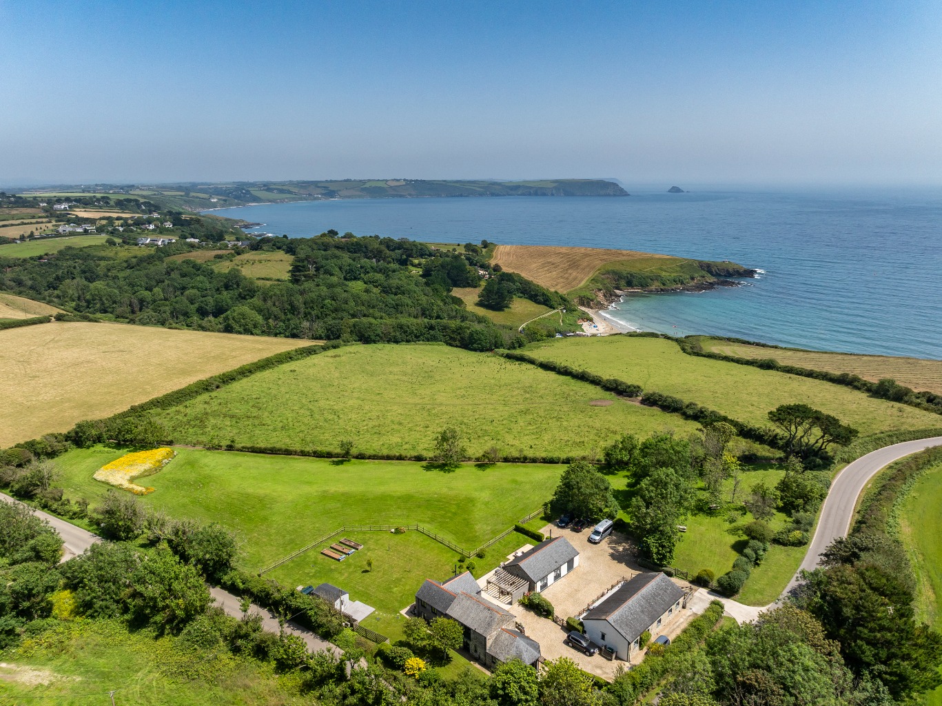 Outstanding coastal lifestyle opportunity overlooking Gerrans Bay, Porthcurnick Beach and beyond.