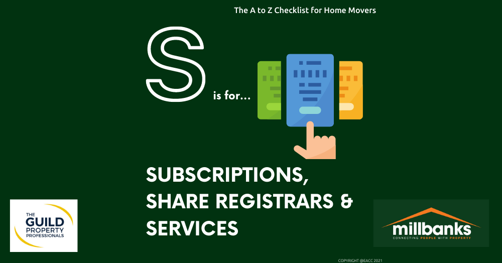 Our A to Z Change of address checklist for home movers today moves onto the letter S Our A to Z Change of address checklist for home movers today moves onto the letter S