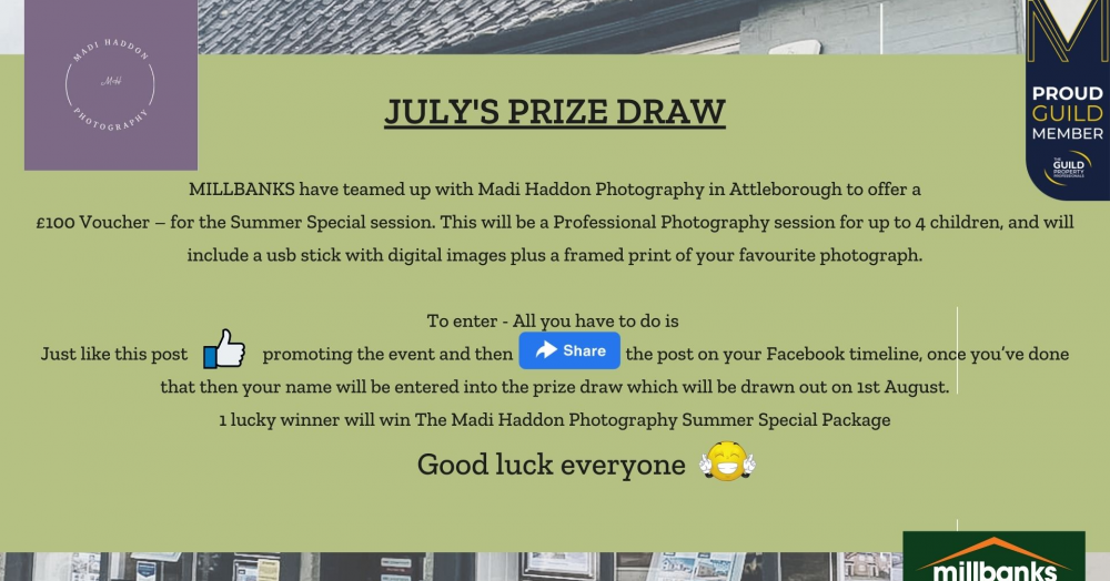 MILLBANKS have teamed up with Madi Haddon Photography in Attleborough to offer a £100 Voucher! MILLBANKS have teamed up with Madi Haddon Photography in Attleborough to offer a £100 Voucher!